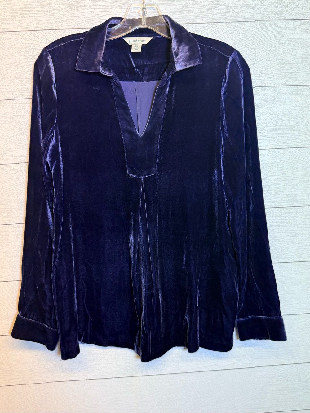Sundance Velvet Tunic Top Long Sleeve in Deep Purple Size XS Dark Romantic